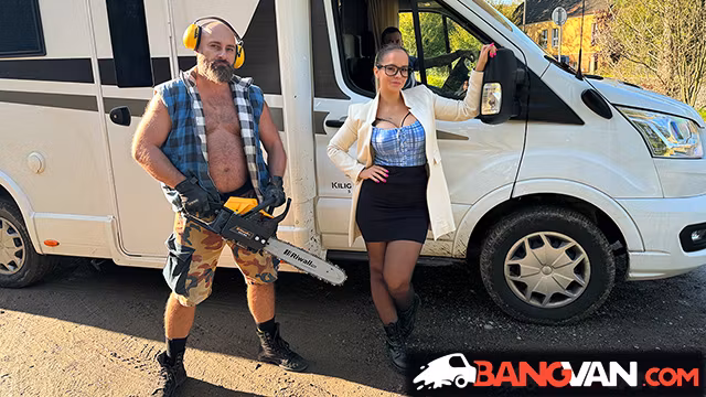 Bangvan - Busty Rv Driver Jennifer Mendez Meets A Real Lumberjack