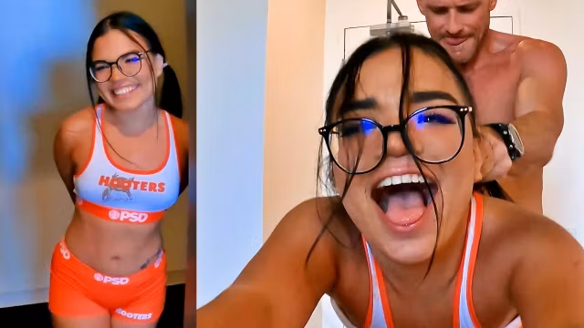 Hooters Waitress Comes In After Work And Gets Her Ass Fucked Hard