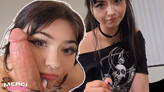 Shy Goth Girl Just Wants To Suck My Cock And I Cum On Her Face
